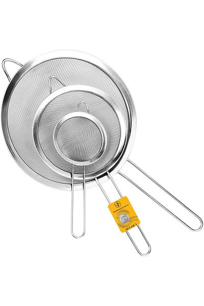Generic Jojeys Sieves and Strainers Set - Metal Sieve Stainless Steel, Fine Mesh Strainer | Pack of 3 Kitch