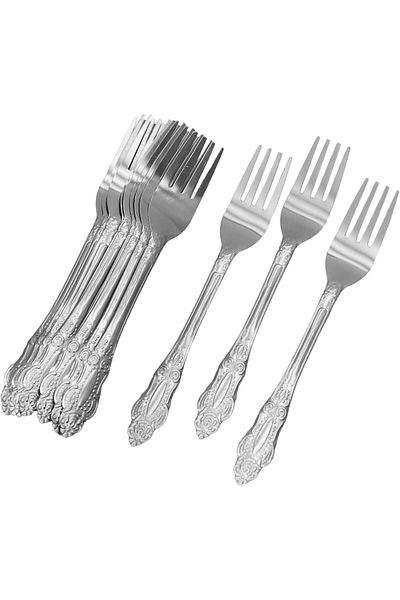 Generic RAJ 12pc Stainless Steel Dessert Fork - Eco, Perfect for Home, Kitchen, Restaurant, Party, Hotel, B