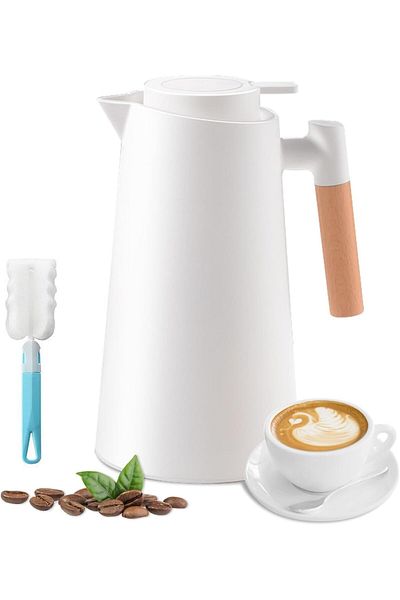 Generic URbazaar Thermal Coffee Carafe, 1L Double Walled Vacuum Thermos Coffee Pots With Sponge Brush, Glas