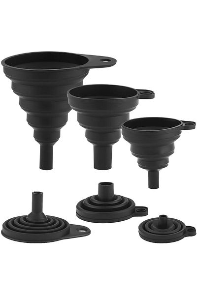 Generic ALMEKAQUZ 3 Piece Kitchen Funnel Set Easy to Store, Silicone Collapsible Funnels for Kitchen Use, F
