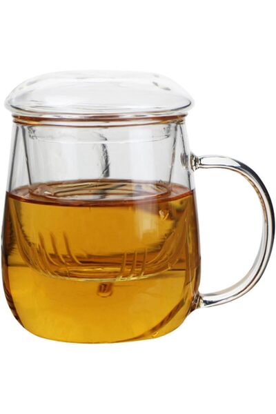 Saharaz كوب شاي زجاجي، غطاء مزود بمصفاة ومقبض، إبريق شاي لنقع أوراق الشاي الس...