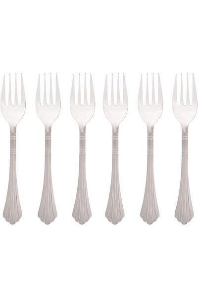 Generic Raj Stainless Steel Fork with 6 Pieces Set, 18.5 cm, RK0038, Sweet Fork, Pastry Fork, Dessert Utens