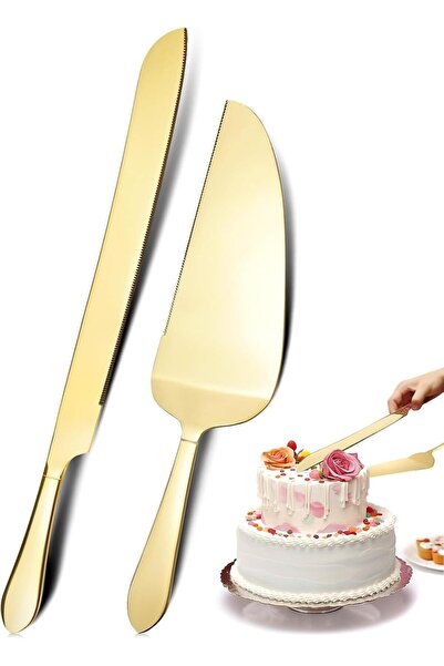 Generic Cake Cutting Set (2 Pieces), Stainless Steel Wedding Cake Knife and S...