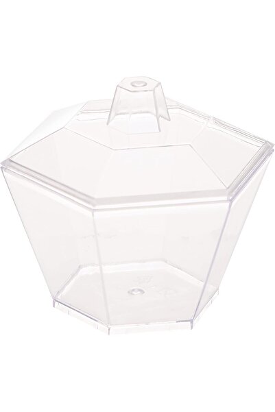 Hotpack Hexagon Shaped Plastic Cups with Lid 24 Pieces Set