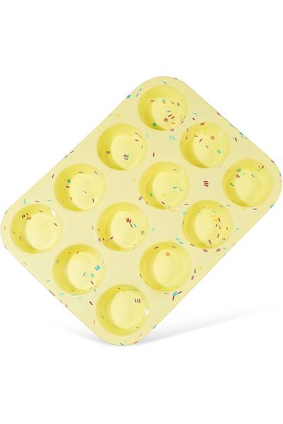 Generic ALMEKAQUZ Silicone Mini Muffin Cupcake Pan - 12 Cups Baking Tray for Oven, Round Disc Molds for Muf