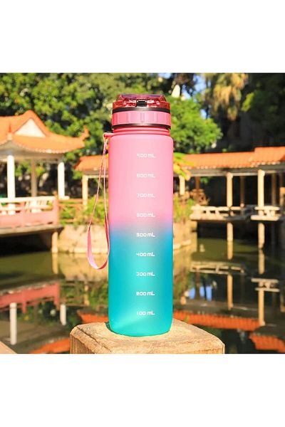 Generic Leakproof Reusable Sports Water Bottle with Time Indicators Portable 1L 32 Oz Encourage Kids Women