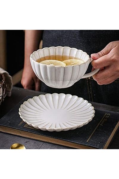 Generic Coffee Cup or Tea Cup, Creative Chrysanthemum Coffee Cup, Retro Simple Coffee Cup Set for Afternoon
