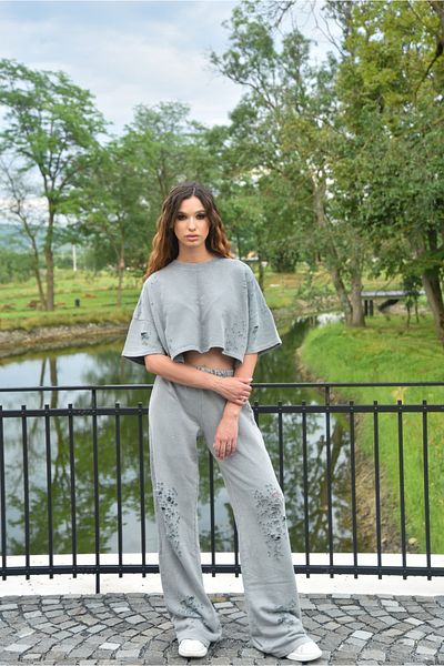 voilaromania Crop Top Tracksuit Set