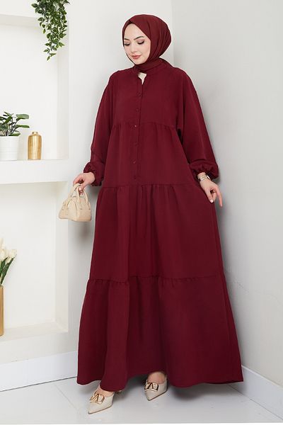 InStyle Rochie Burgundy cu Placket Modal