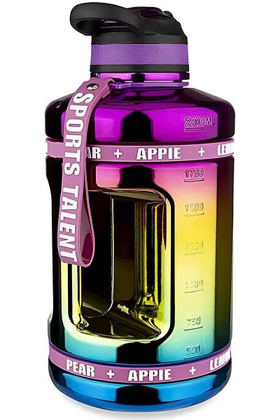 Generic ALCOACH Half Gallon Water Bottle 73oz BPA Free Leak Proof Sport Outdoor with Time Marker Bpa Free R