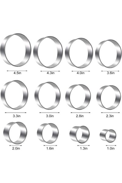 007 Winerming 12-piece Round Cookie Cutters Set for Pastry, Dough and Donuts