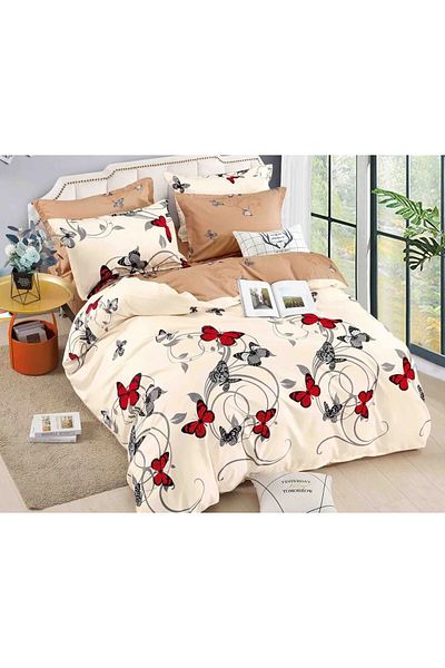 JOJO Elegant 6-Piece Linen Set with Fine Cotton Elastic, Bed Sheet 180x200cm, 2-Person Bed