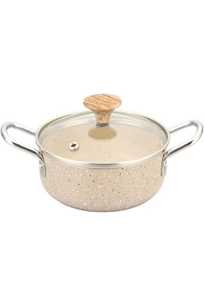 Generic Parfait Natural Force Non-Stick Marble Coating Cooking Pot With Glass Lid Cream 11.5CM Mspn-12