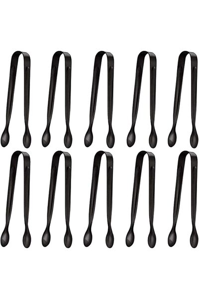 Generic طقم ملاقط طعام من الفولاذ المقاوم للصدأ مكون من 10 قطع - ملاقط للحلوى...