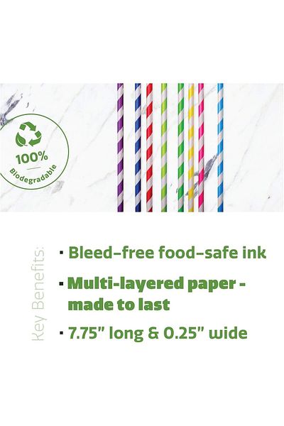 Generic TodyJeyHo Striped Paper and Disposable Plastic Drinking Straws, Biodegradable for Cake Pops in Birt
