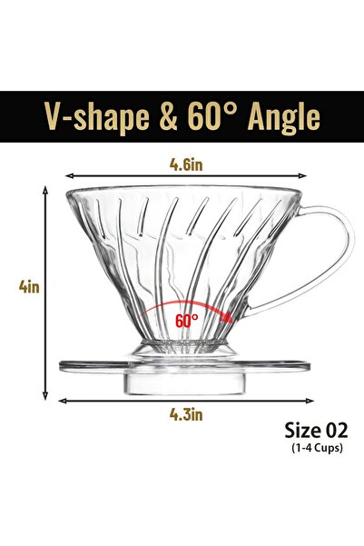 Urban URBANNX V 02 60° Cone Plastic Coffee Dripper, 1-4 Cups, Pour Over Coffe...