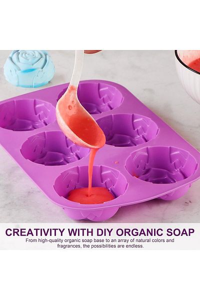 Generic Joyzzz Silicone Molds, 2 PCS Flower Shape Fondant Ice Cube Trays, Large Rose Flower Soap Mold, Food