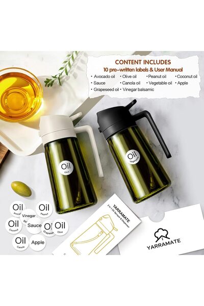 Generic 16oz/470ml Light-Blocking Dark Oil Sprayer for Cooking, 2-in-1 Olive Oil Dispenser Bottle