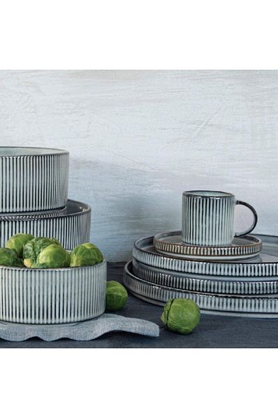 Generic Easy Life Domus Glossy Glaze Coated Ceramic Bowl Blue Grey 20.5cm R2677#DOLG