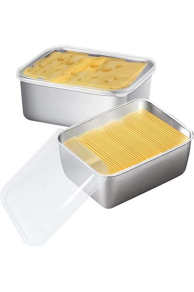 Generic Stainless Steel Cheese Storage Containers with Lids, Lunch Meat Container for Refrigerator, Airtigh