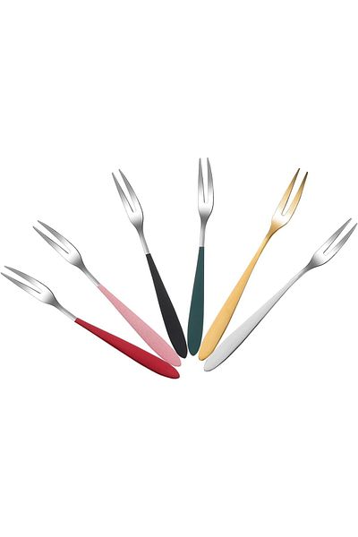 Generic Oasisgalore 12 Pcs Stainless Steel Cake Forks - Luxury Food Pick for Cake Decorating, Dessert, Ice