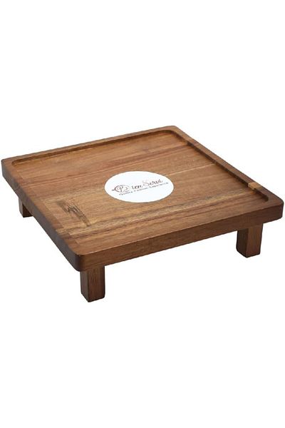 Generic Bien Servi Square Shaped Acacia Sushi Tray with Legs Brown 25 x 25cm AW19-X088-L
