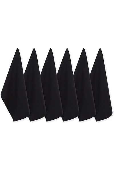 Generic DII Basic Solid Dishtowel Collection Cotton Flat Woven, Small Set, 18x28, Black, 6 Piece