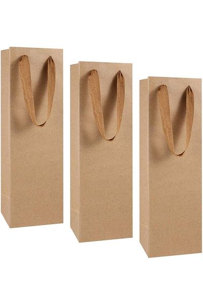 Generic Azonee 12 Pack Brown Kraft Wine Bags - Perfect for Weddings, Birthdays, Baby Showers & Parties - 11