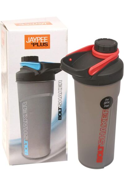 JAYPEE PLUS Plastic Shaker Bolt 700 ml with Wire Blending Ball, Grey red
