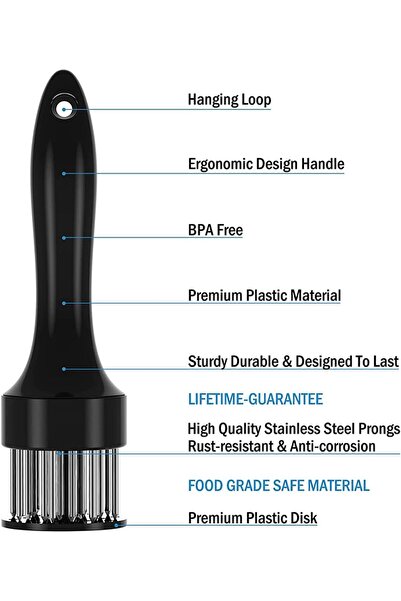 Generic Meat Tenderizer Needles Set (2 pcs) Stainless Steel Steak Tenderizer for Chicken, Beef, Fish (21 Bla