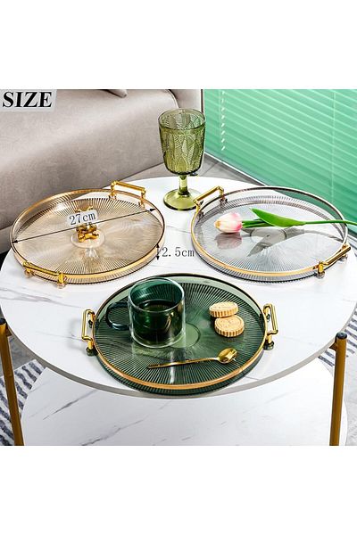 Generic HOOKOR Round Serving Tray,Decorative Serving Trays with Handles, Coffee Table Tray Ottoman Round Pl