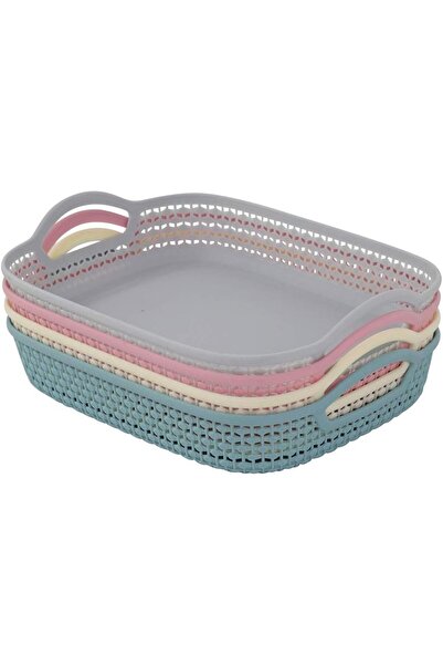 Generic سلة فواكه بلاستيكية مستطيلة متعددة الألوان من يونوفو، 4 قطع، 70027