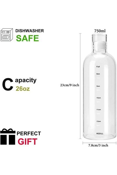 Generic Water Bottles with Time Marker Reusable Clear Glass Drinking Bottles Suitable For Office Gym Outdoo