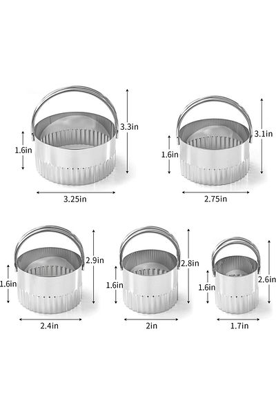 Generic Joyzzz Biscuit Cutter Set, 5 Piece Round Biscuit Cutters with Handle, Stainless Steel Circle Cookie