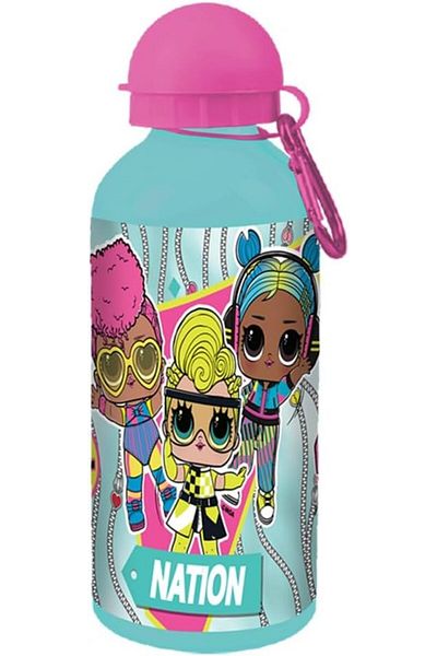 Generic L.O.L Aluminium Water Bottle with a Hook for Kid, 600 ml Capacity, Blue