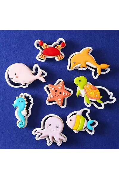 Generic TERRIFI Under Sea Creatures Cookie Cutter Set 8 Piece Silicone Cutters Molds Cutters for Making Dol