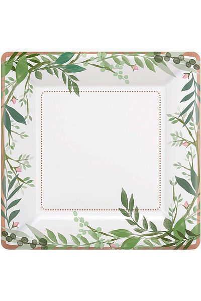 Generic LOVE AND LEAVES METALLIC PAPER PLATES