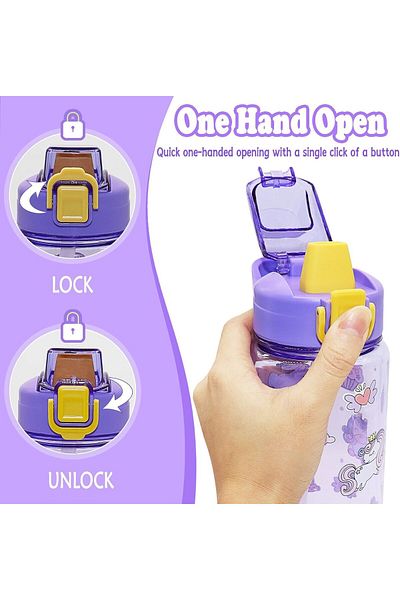Generic Kids Water Bottles with Straw, Azonee 600ml Leakproof BPA-Free Bottle Set for Children, School Wate