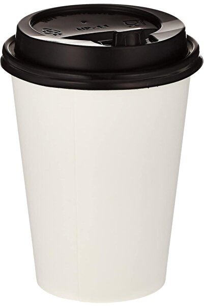 Soft N Cool Hotpack Disposable Heavy Duty Paper Cup White 12 ounce with Black Lid, 10 Pieces for Hot