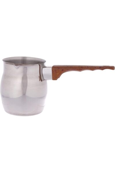 Bester 10-044 Stainless Steel Turkish Coffee Pot with Wooden Handle, Silver, 3-piece set