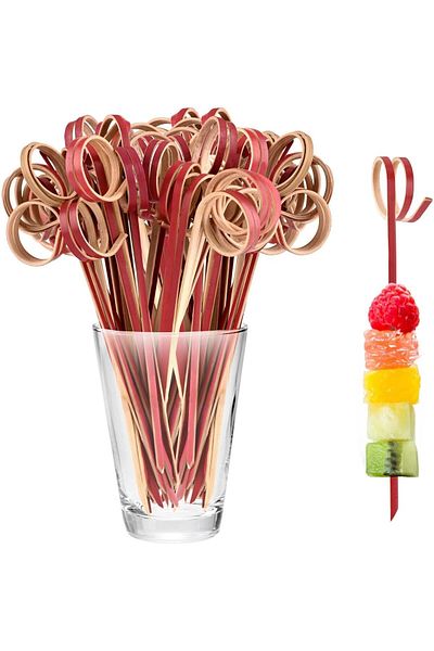 Generic Khazna 100 PCS Cocktail Stick Bamboo Fruit Sticks Wooden Toothpicks, (12 cm) for Party Tapas Nibble