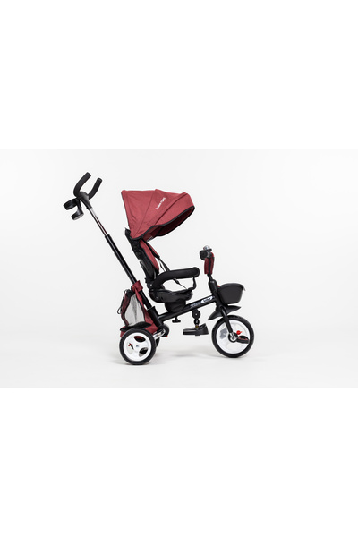 Beberoyal Milano Red Folding Children's Tricycle, Reversible Seat, Sleeping Position, Rain Canopy