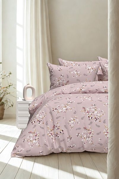 Shopyteks Set cuvertură dublă cu model etnic roz Ranforce King Size