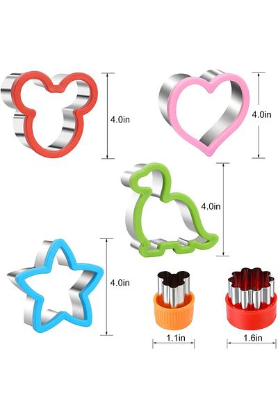 Generic ALMEKAQUZ 12PCS Sandwich Cutter Set,Food Grade Sandwich and Cookie Cutter Including Dinosaur,Heart,