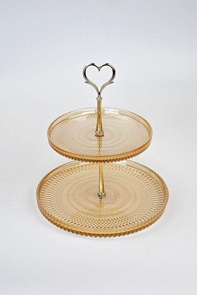 Generic Palermo two-tier serving plate by Elinor, 17 & 22 cm, glass, gold