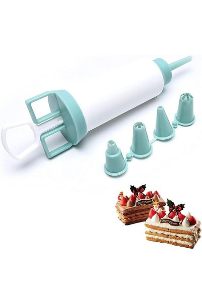 Generic Tazweeq Dessert Decorating Syringe Set, Icing Dispenser Cupcake Filling Injector, 5 Icing Nozzles,