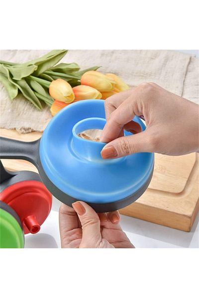 Generic SYOSI Versatile Silicone Kitchen Funnel Set - 3-Piece Folding Plastic Funnels for Jam, Oil Drain, a
