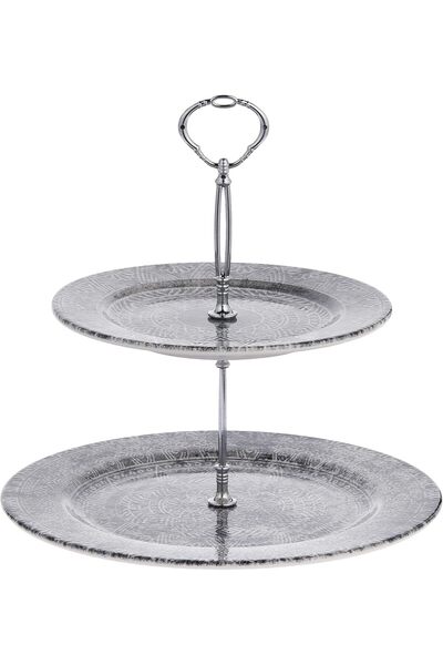Edessa Ginko Ceramic 2-Tier Cake Stand by - 20 cm + 27 cm - Elegant and Pract...