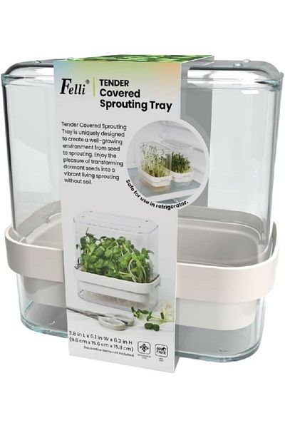 Generic Felli BPA-Free Refrigerator Safe Tender Covered Sprouting Tray Clear and White NVTGPK06-09130