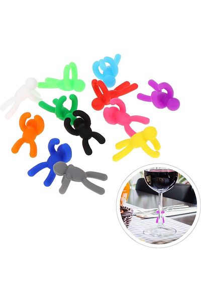 Generic Drink Markers Set, 12 Pieces Silicone Wine Glass Tags, Silicone Tag Marker for Glass Cup Beer Bottl